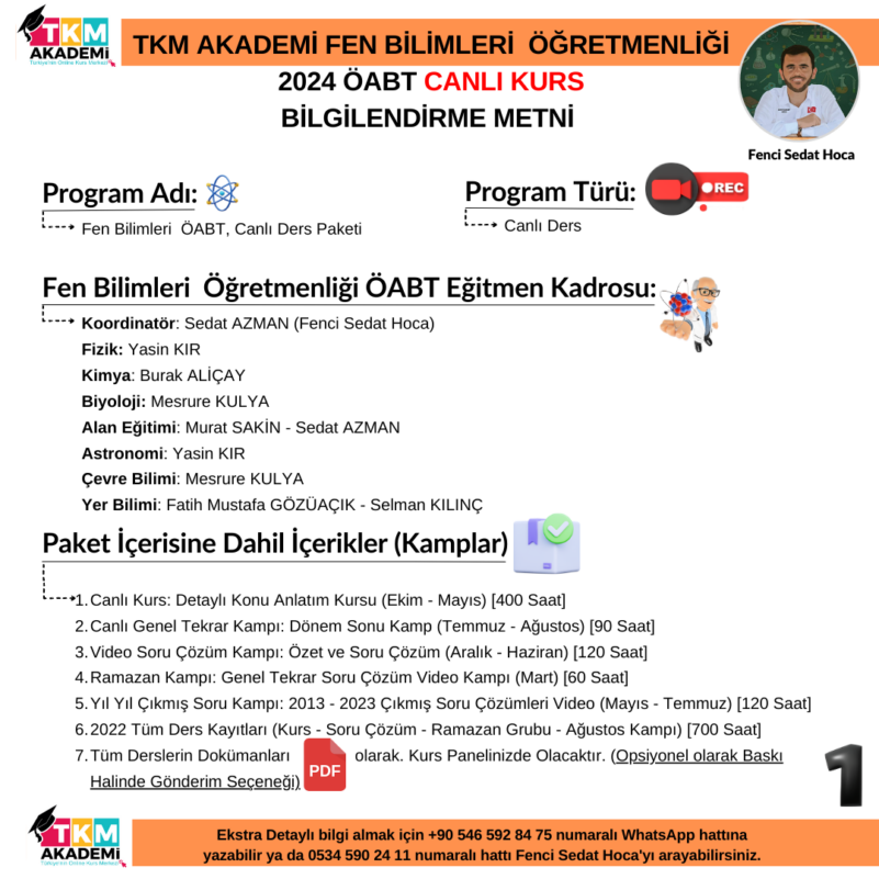 2024 Fen Bilimleri Öğretmenliği – TKM Akademi